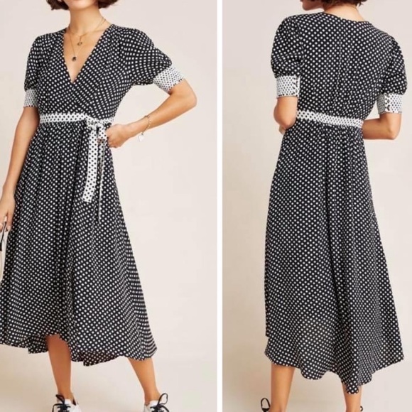 Women's J.crew All Over Eyelet Wrap Midi Dress, Size 6 - Black #weddingguestdress | Dresses 